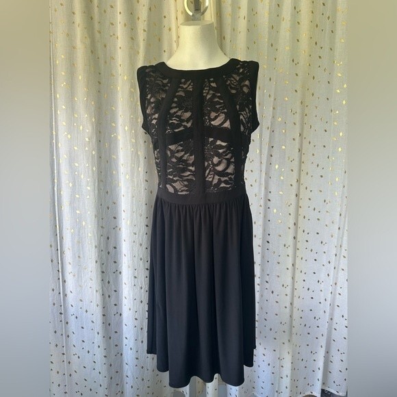 R&M Richards Mini Sequin Lace Sleeveless Lined Mini Little Black Formal Dress 6 - Picture 2 of 6